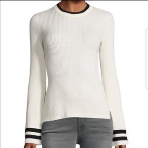 Frame Bell-Sleeve Ribbed Knit Top